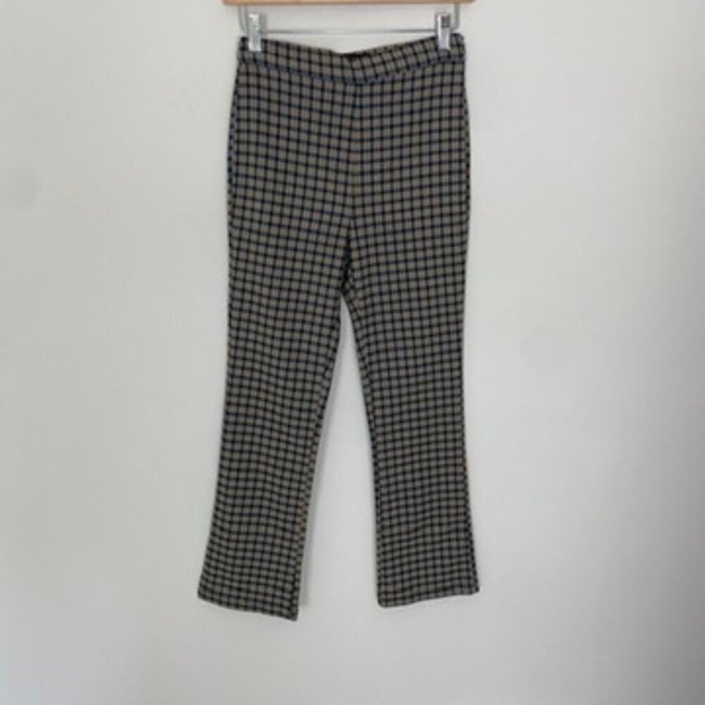 Urban Outfitters Pull On Plaid Pants Womens 4 Blue Ankle Bootcut